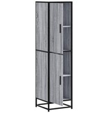vidaXL Hoge kast 35,5x35x139 cm bewerkt hout en metaal grijs sonoma