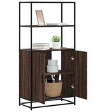 vidaXL Hoge kast 68x35x139 cm bewerkt hout en metaal bruin eikenkleur