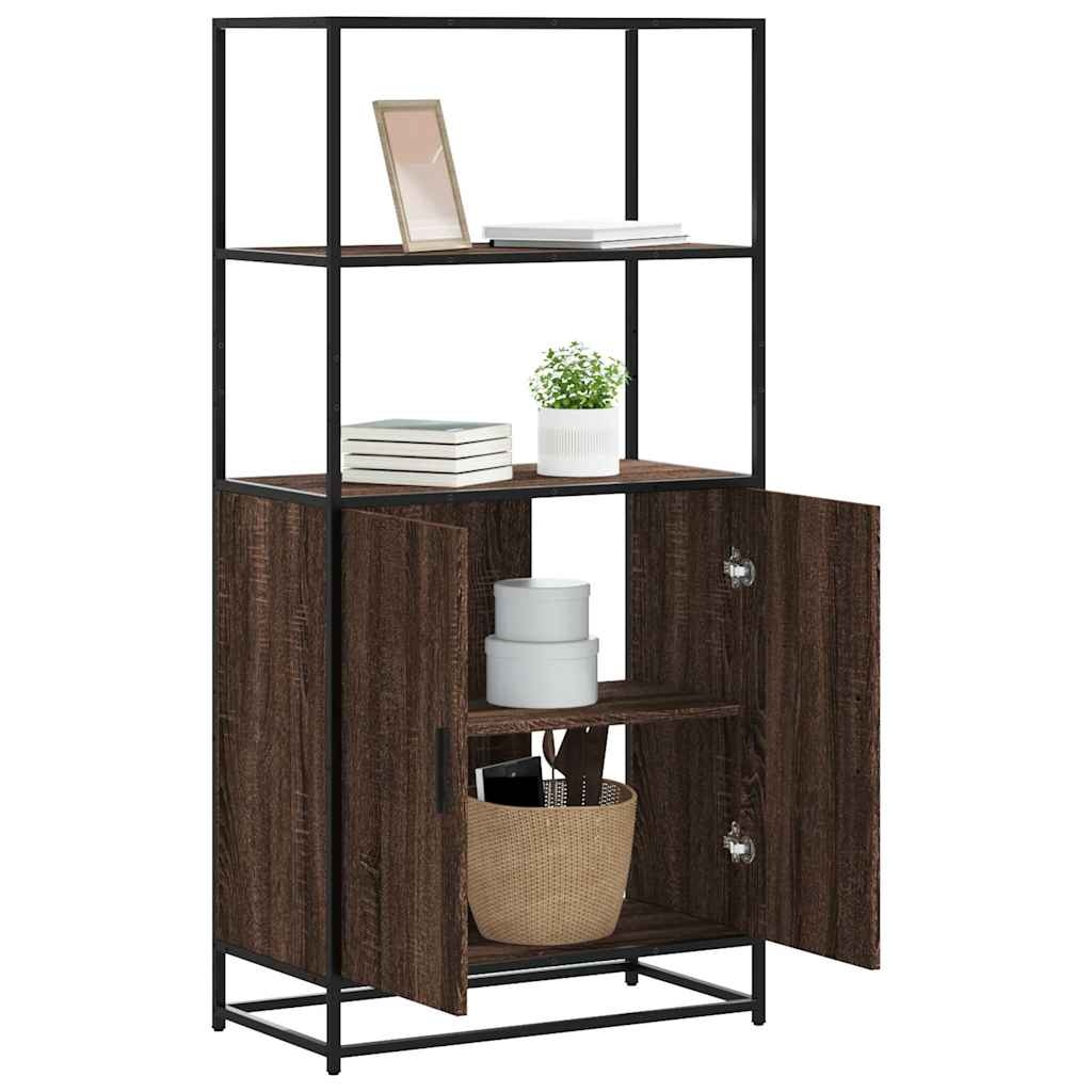 vidaXL Hoge kast 68x35x139 cm bewerkt hout en metaal bruin eikenkleur