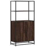 vidaXL Hoge kast 68x35x139 cm bewerkt hout en metaal bruin eikenkleur