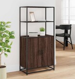vidaXL Hoge kast 68x35x139 cm bewerkt hout en metaal bruin eikenkleur