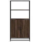 vidaXL Hoge kast 68x35x139 cm bewerkt hout en metaal bruin eikenkleur