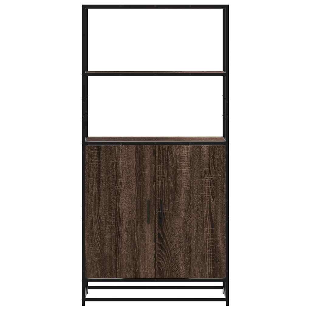 vidaXL Hoge kast 68x35x139 cm bewerkt hout en metaal bruin eikenkleur