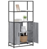 vidaXL Hoge kast 68x35x139cm bewerkt hout en metaal grijs sonoma eiken