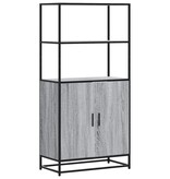 vidaXL Hoge kast 68x35x139cm bewerkt hout en metaal grijs sonoma eiken
