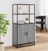vidaXL Hoge kast 68x35x139cm bewerkt hout en metaal grijs sonoma eiken