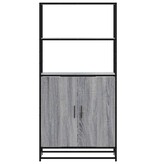 vidaXL Hoge kast 68x35x139cm bewerkt hout en metaal grijs sonoma eiken