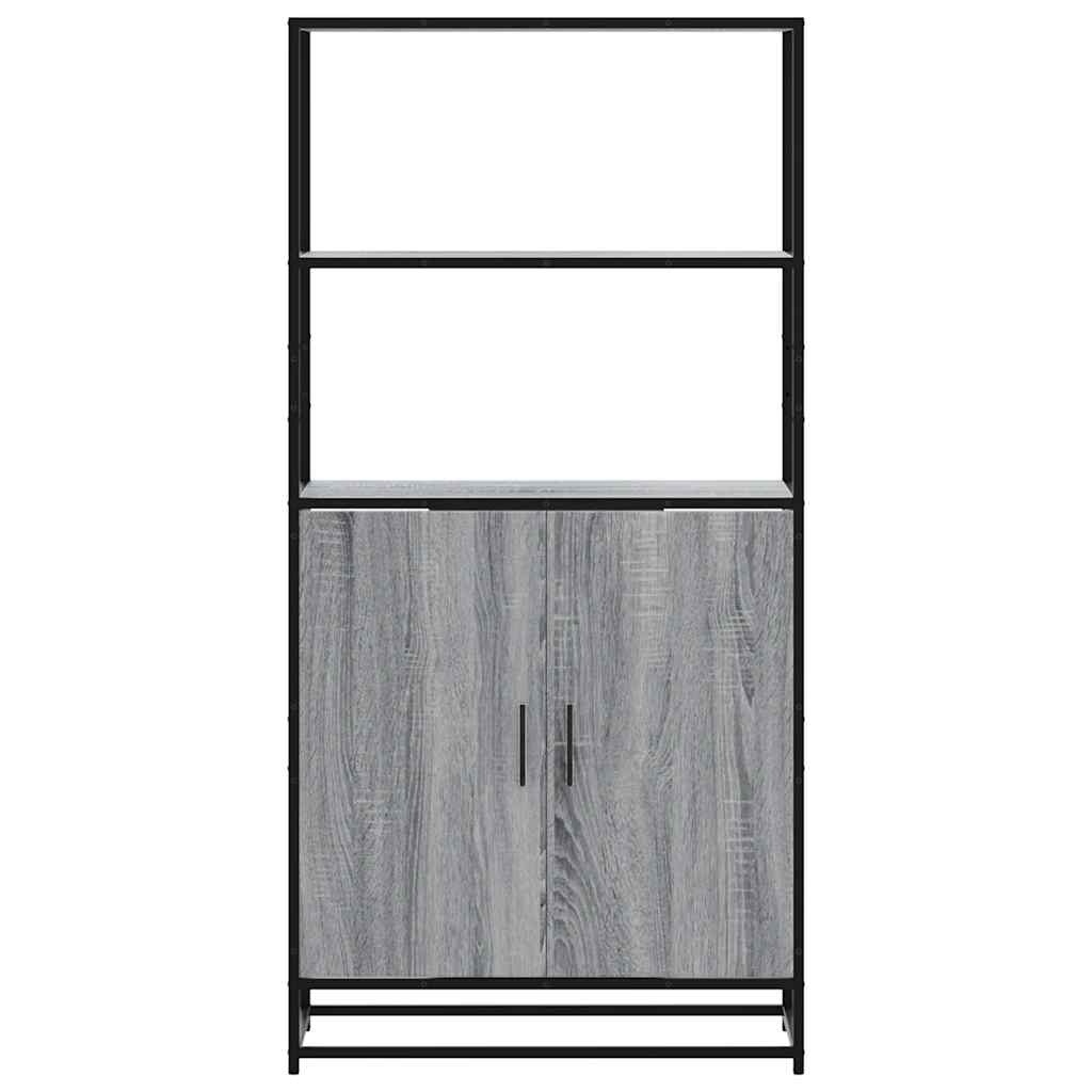 vidaXL Hoge kast 68x35x139cm bewerkt hout en metaal grijs sonoma eiken