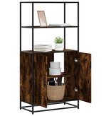 vidaXL Hoge kast 68x35x139cm bewerkt hout en metaal gerookt eikenkleur