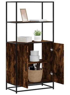 vidaXL Hoge kast 68x35x139cm bewerkt hout en metaal gerookt eikenkleur