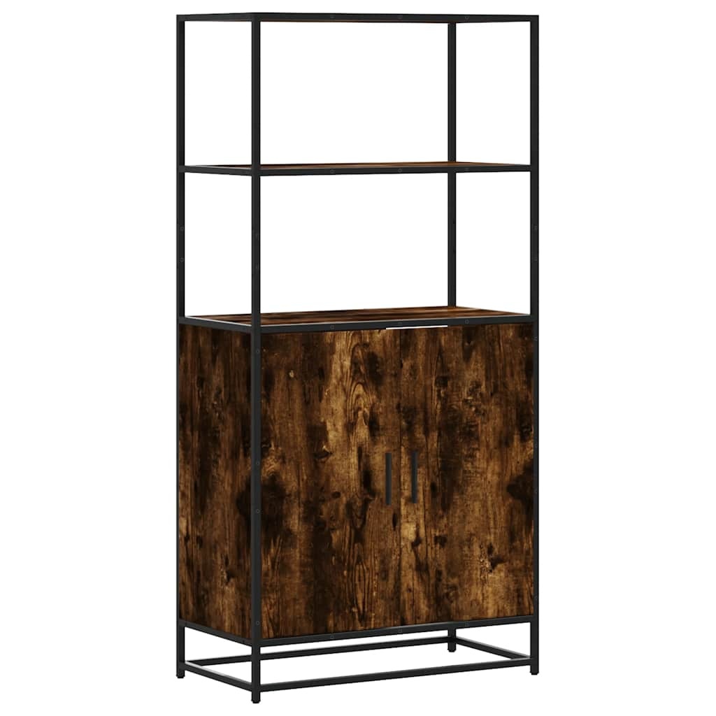 vidaXL Hoge kast 68x35x139cm bewerkt hout en metaal gerookt eikenkleur