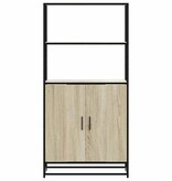 vidaXL Hoge kast 68x35x139 cm bewerkt hout en metaal zwart