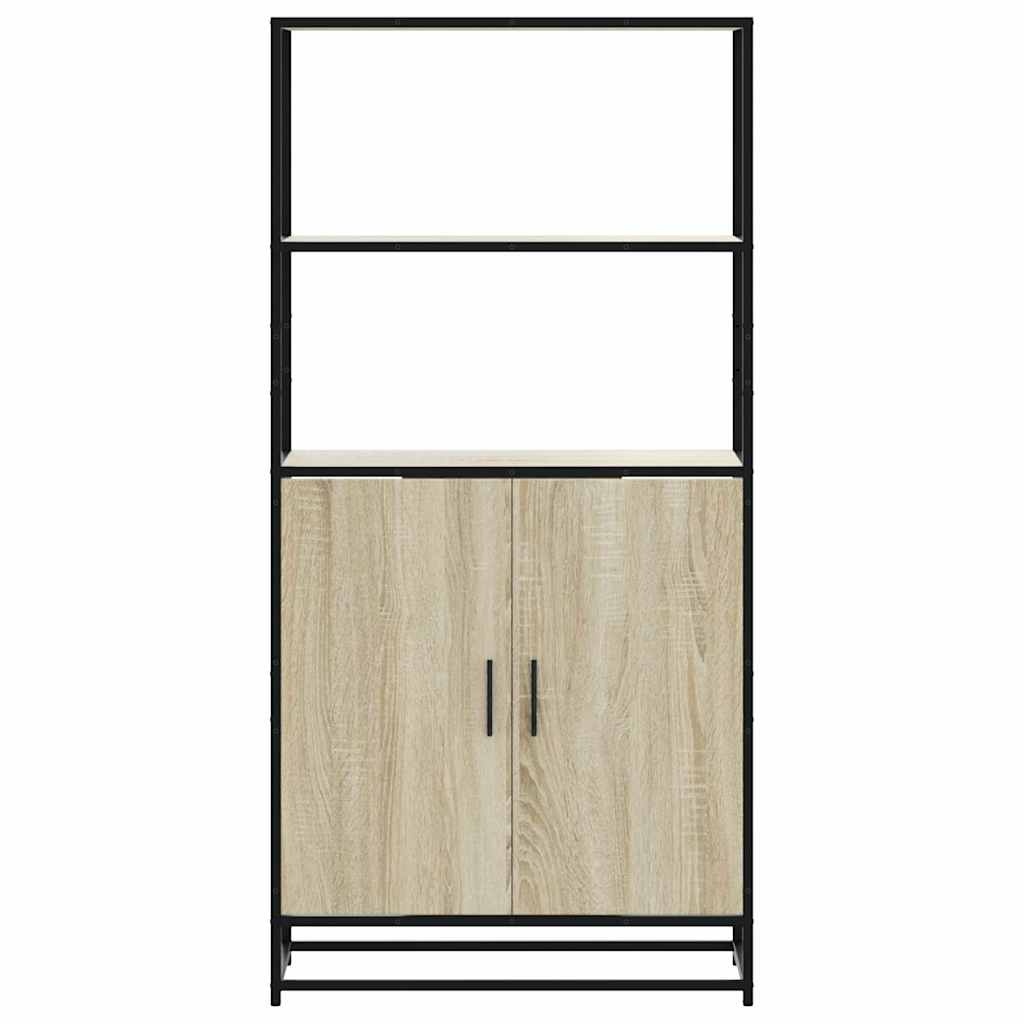 vidaXL Hoge kast 68x35x139 cm bewerkt hout en metaal zwart