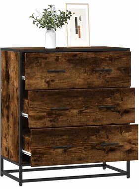vidaXL Dressoir 68x35x76 cm bewerkt hout en metaal gerookt eiken