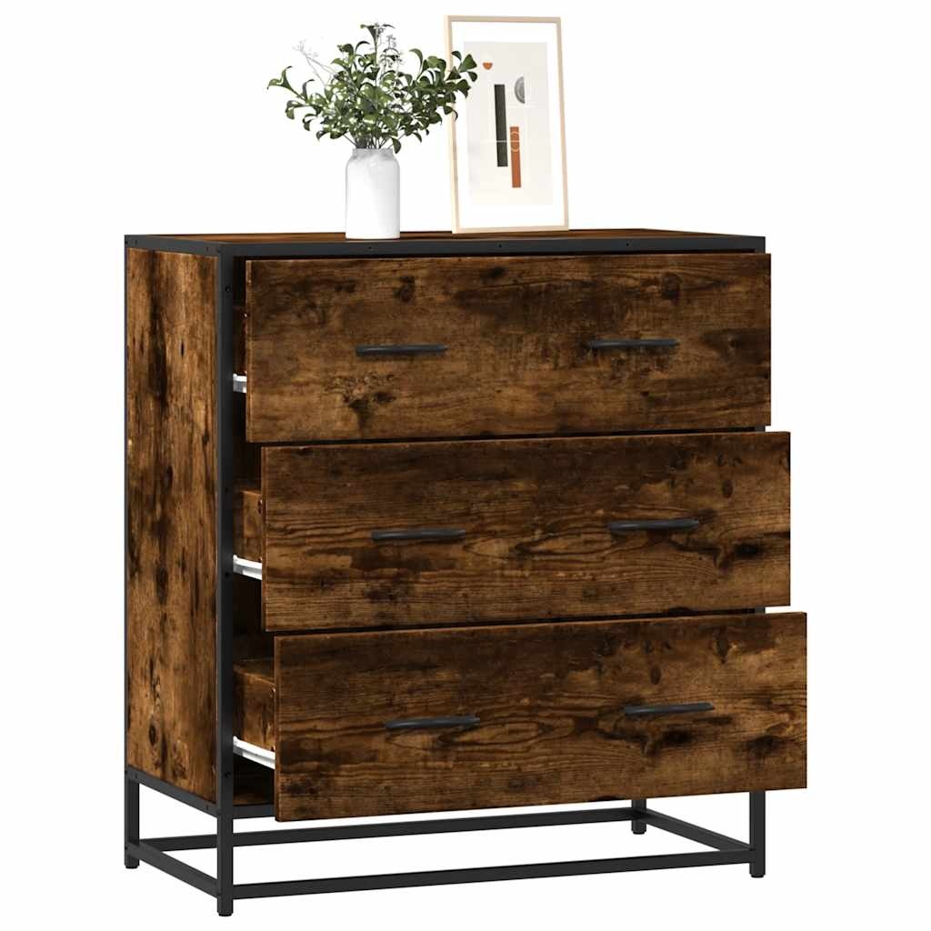 vidaXL Dressoir 68x35x76 cm bewerkt hout en metaal gerookt eiken