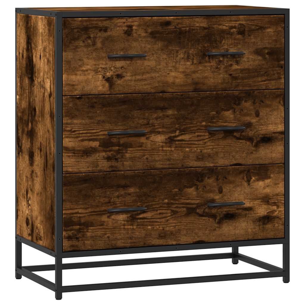 vidaXL Dressoir 68x35x76 cm bewerkt hout en metaal gerookt eiken