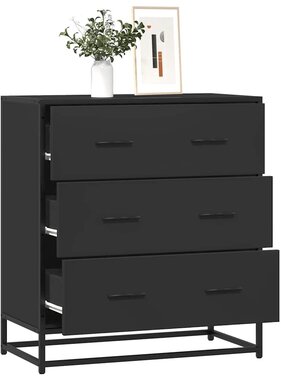 vidaXL Dressoir 68x35x76 cm bewerkt hout en metaal zwart