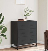vidaXL Dressoir 68x35x76 cm bewerkt hout en metaal zwart