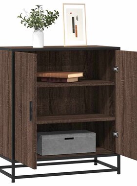 vidaXL Dressoir 68x35x76 cm bewerkt hout en metaal bruin eikenkleur