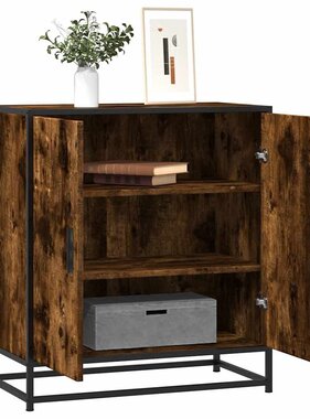 vidaXL Dressoir 68x35x76 cm bewerkt hout en metaal gerookt eiken