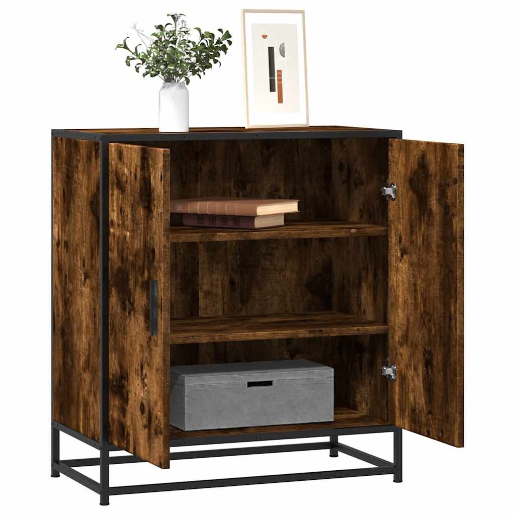 vidaXL Dressoir 68x35x76 cm bewerkt hout en metaal gerookt eiken
