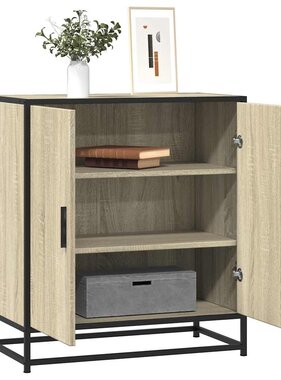 vidaXL Dressoir 68x35x76 cm bewerkt hout en metaal sonoma eikenkleur