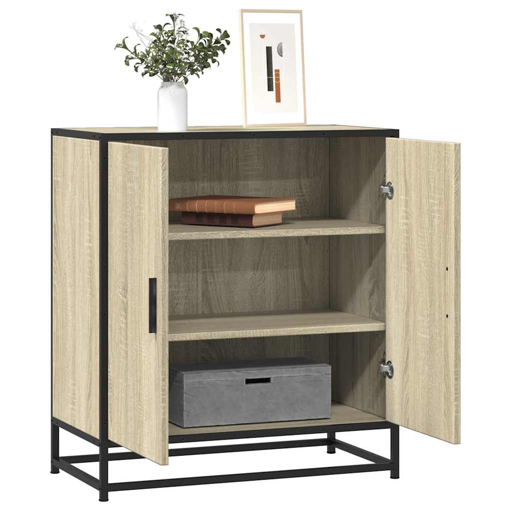 vidaXL Dressoir 68x35x76 cm bewerkt hout en metaal sonoma eikenkleur