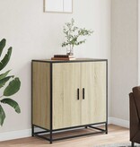 vidaXL Dressoir 68x35x76 cm bewerkt hout en metaal sonoma eikenkleur