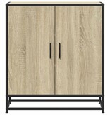 vidaXL Dressoir 68x35x76 cm bewerkt hout en metaal sonoma eikenkleur