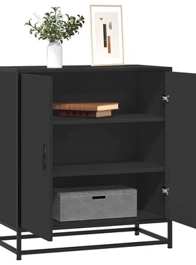 vidaXL Dressoir 68x35x76 cm bewerkt hout en metaal zwart