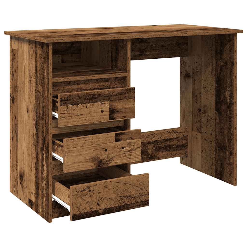 vidaXL Bureau 102x50x75 cm bewerkt hout oud houtkleurig