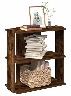 VidaXL Boekenkast 3-laags 60x30x60 cm bewerkt hout gerookt eikenkleur