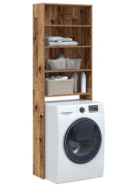 vidaXL Wasmachinekast 64x24x190 cm oud houtkleurig