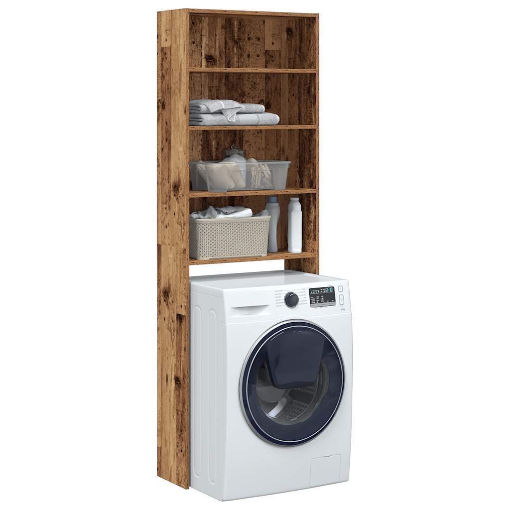 vidaXL Wasmachinekast 64x24x190 cm oud houtkleurig