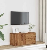 vidaXL Tv-meubel 80x34x35,5 cm bewerkt hout oud houtkleurig