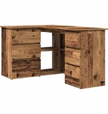 vidaXL Hoekbureau 145x100x76 cm bewerkt hout oud houtkleurig
