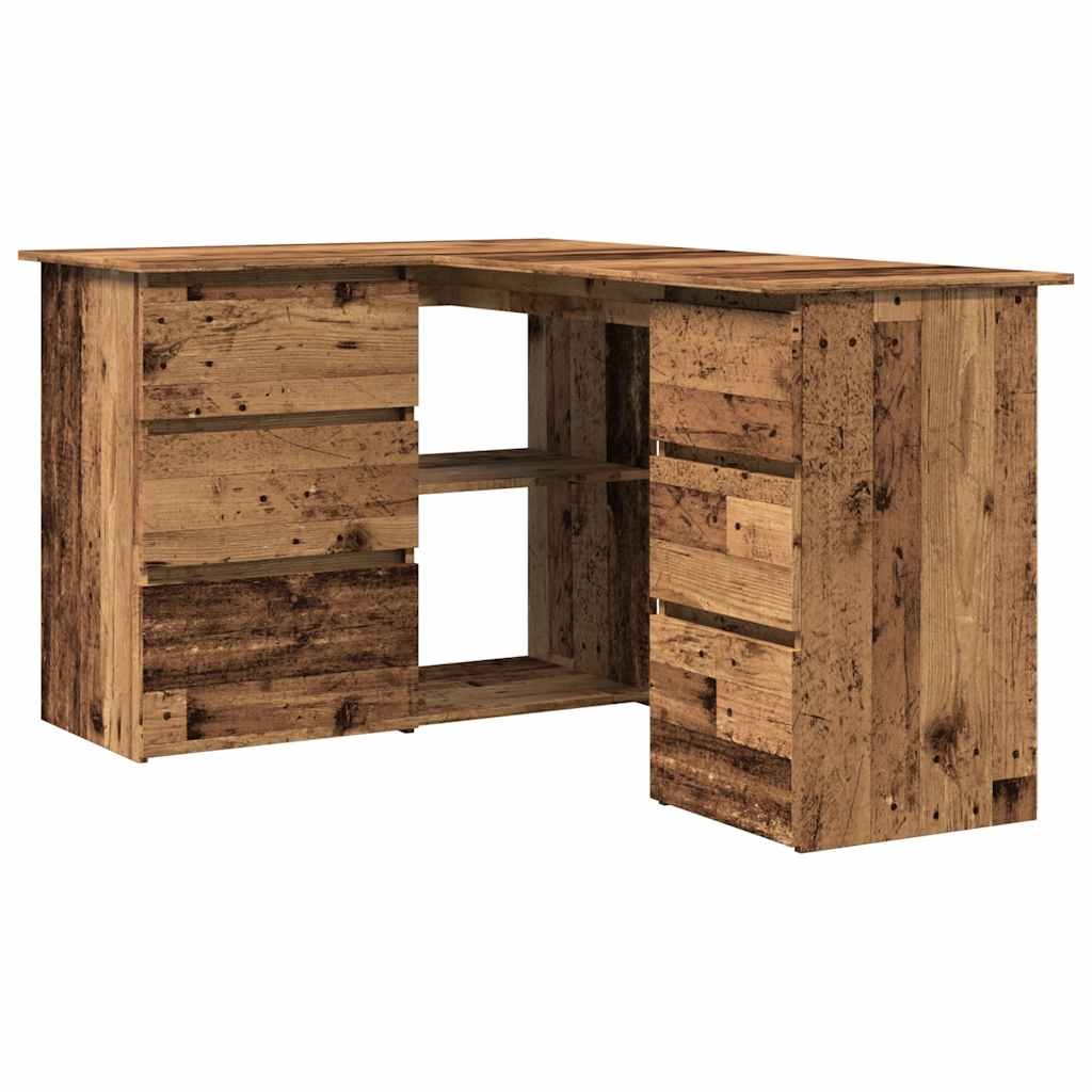 vidaXL Hoekbureau 145x100x76 cm bewerkt hout oud houtkleurig