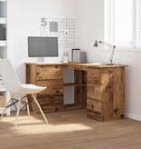 vidaXL Hoekbureau 145x100x76 cm bewerkt hout oud houtkleurig