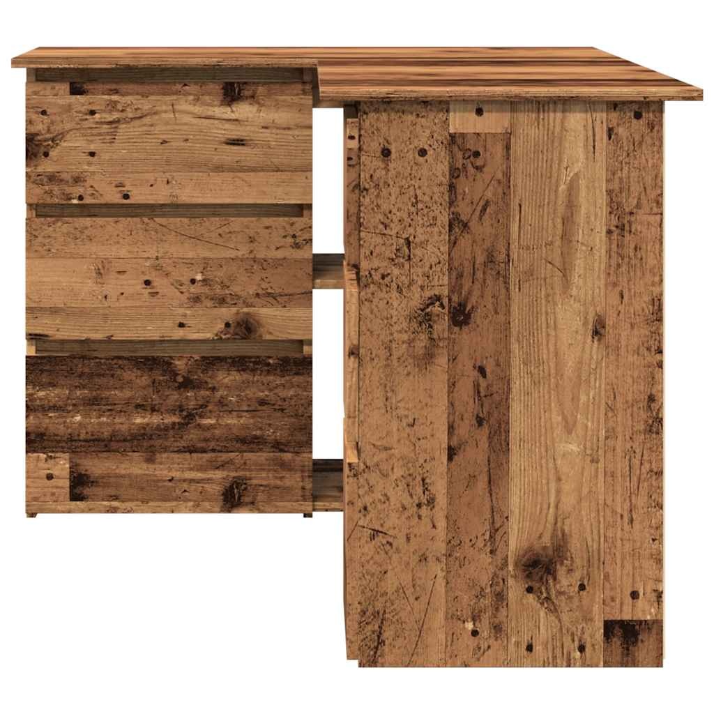 vidaXL Hoekbureau 145x100x76 cm bewerkt hout oud houtkleurig
