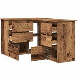 vidaXL Hoekbureau 145x100x76 cm bewerkt hout oud houtkleurig