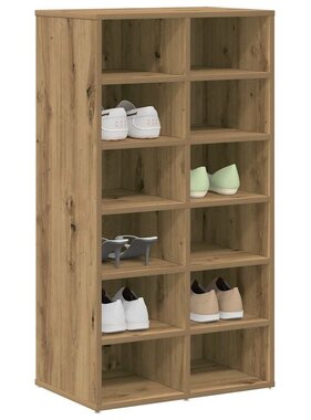 VidaXL Schoenenrek 54x34x100,5 cm bewerkt hout artisanaal eikenkleur