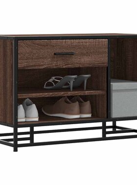 vidaXL Schoenenbank 80x40x53,5 cm bewerkt hout en metaal bruin eiken