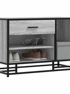 vidaXL Schoenenbank 80x40x53,5 cm bewerkt hout en metaal grijs sonoma