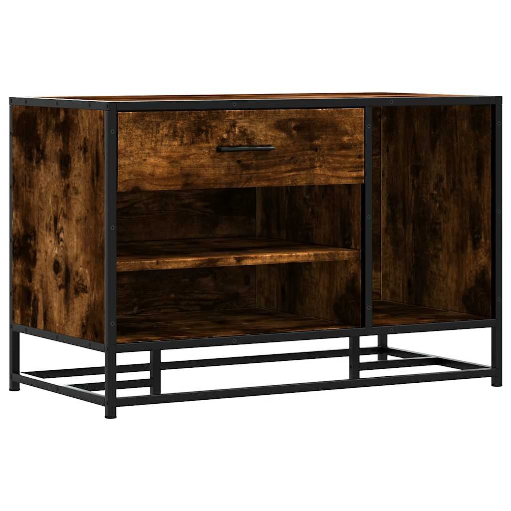 vidaXL Schoenenbank 80x40x53,5 cm bewerkt hout en metaal gerookt eiken