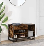 vidaXL Schoenenbank 80x40x53,5 cm bewerkt hout en metaal gerookt eiken