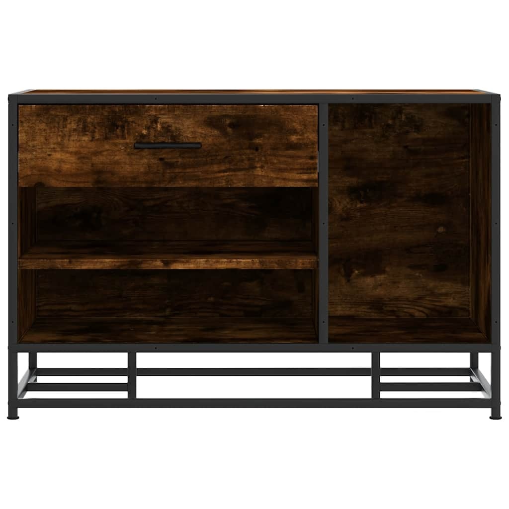 vidaXL Schoenenbank 80x40x53,5 cm bewerkt hout en metaal gerookt eiken