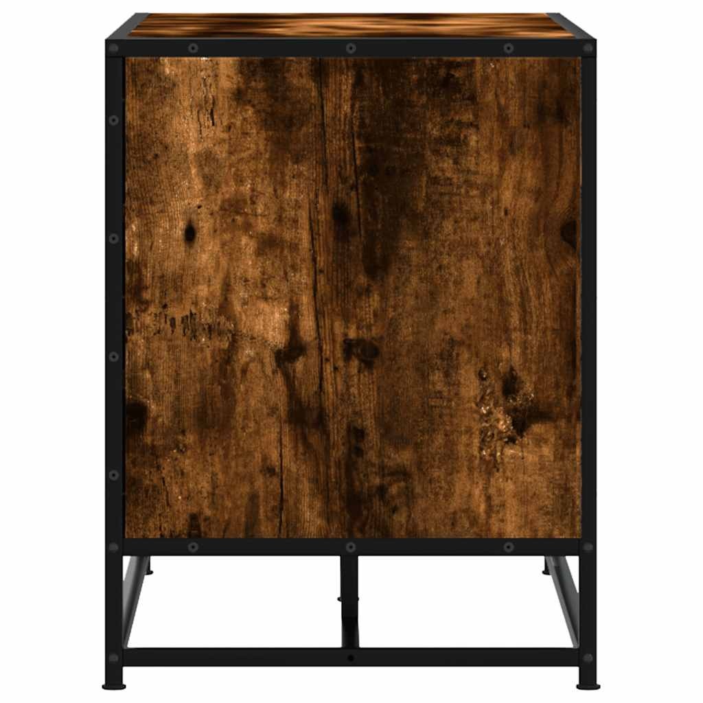 vidaXL Schoenenbank 80x40x53,5 cm bewerkt hout en metaal gerookt eiken