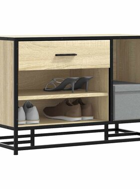 vidaXL Schoenenbank 80x40x53,5 cm bewerkt hout en metaal sonoma eiken
