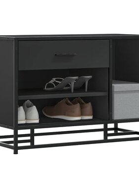 vidaXL Schoenenbank 80x40x53,5 cm bewerkt hout en metaal zwart