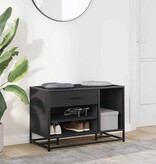 vidaXL Schoenenbank 80x40x53,5 cm bewerkt hout en metaal zwart